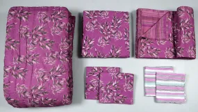 111 Purple Leaves Printed 7 PC Set