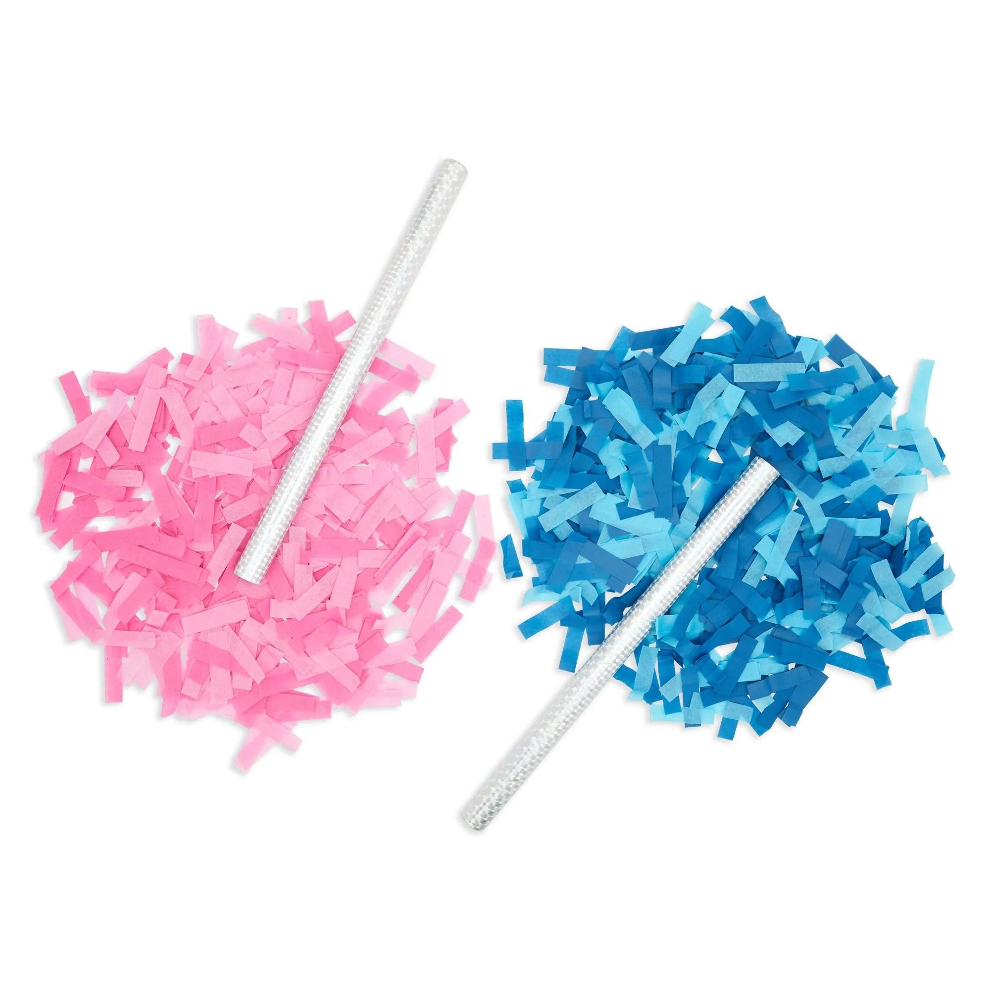 12 Pack Gender Reveal Confetti Wands, Flutter Sticks with Pink and Blue Confetti Strips