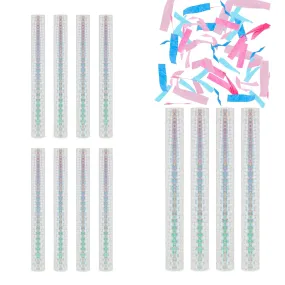 12 Pack Gender Reveal Confetti Wands, Flutter Sticks with Pink and Blue Confetti Strips