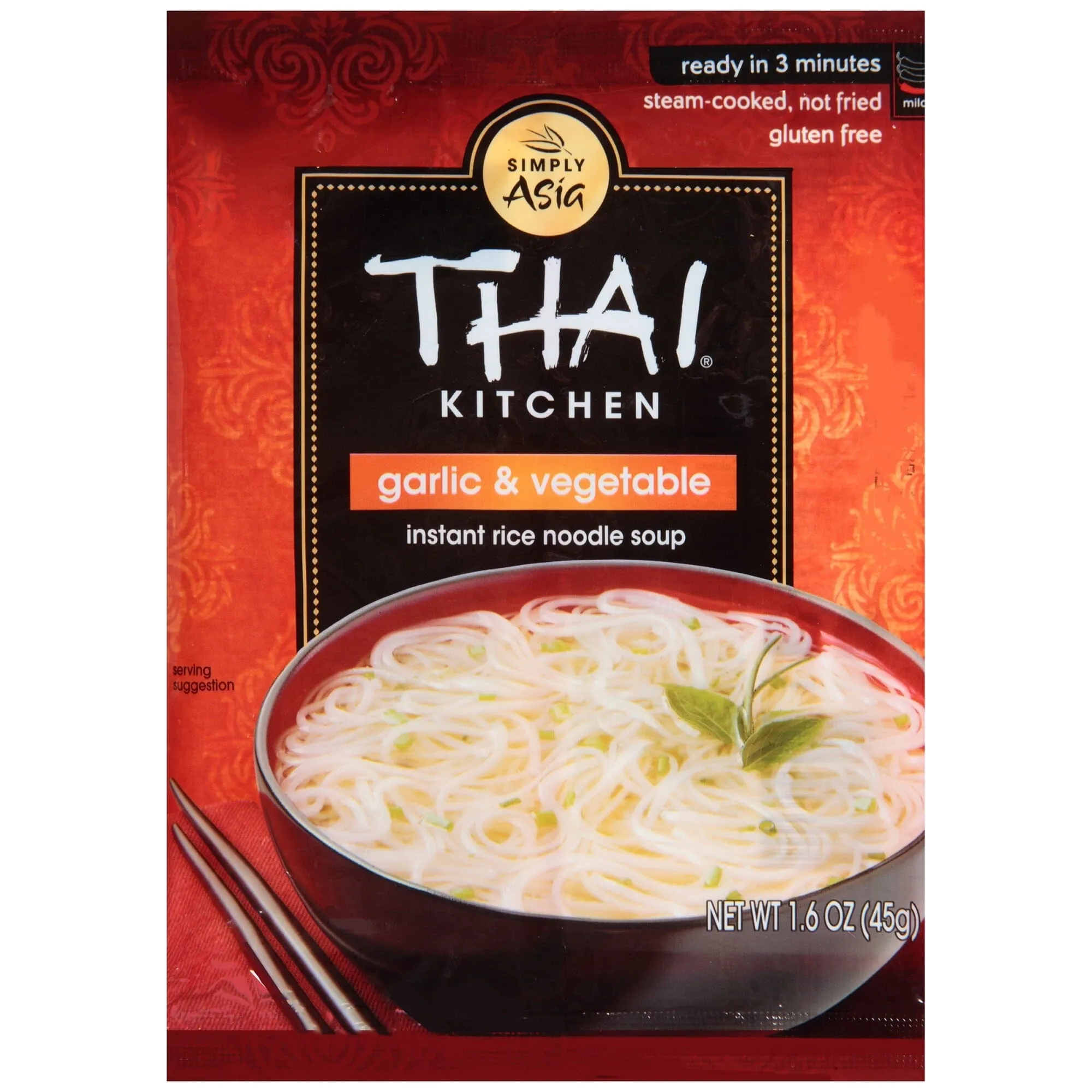 (12 Pack)Thai Kitchen Gluten Free Garlic & Vegetable Instant Rice Noodle Soup, 1.6 oz.