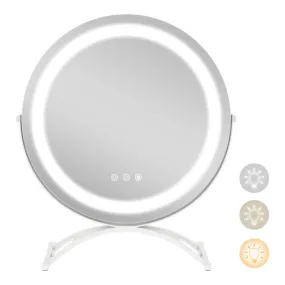 16 x 16 Inch Round LED Vanity Mirror with 3-Color Lighting and Brightness Dimming-White