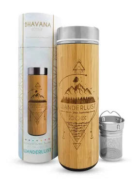 17.9oz WANDERLUST Premium Insulated Bamboo Water Bottle