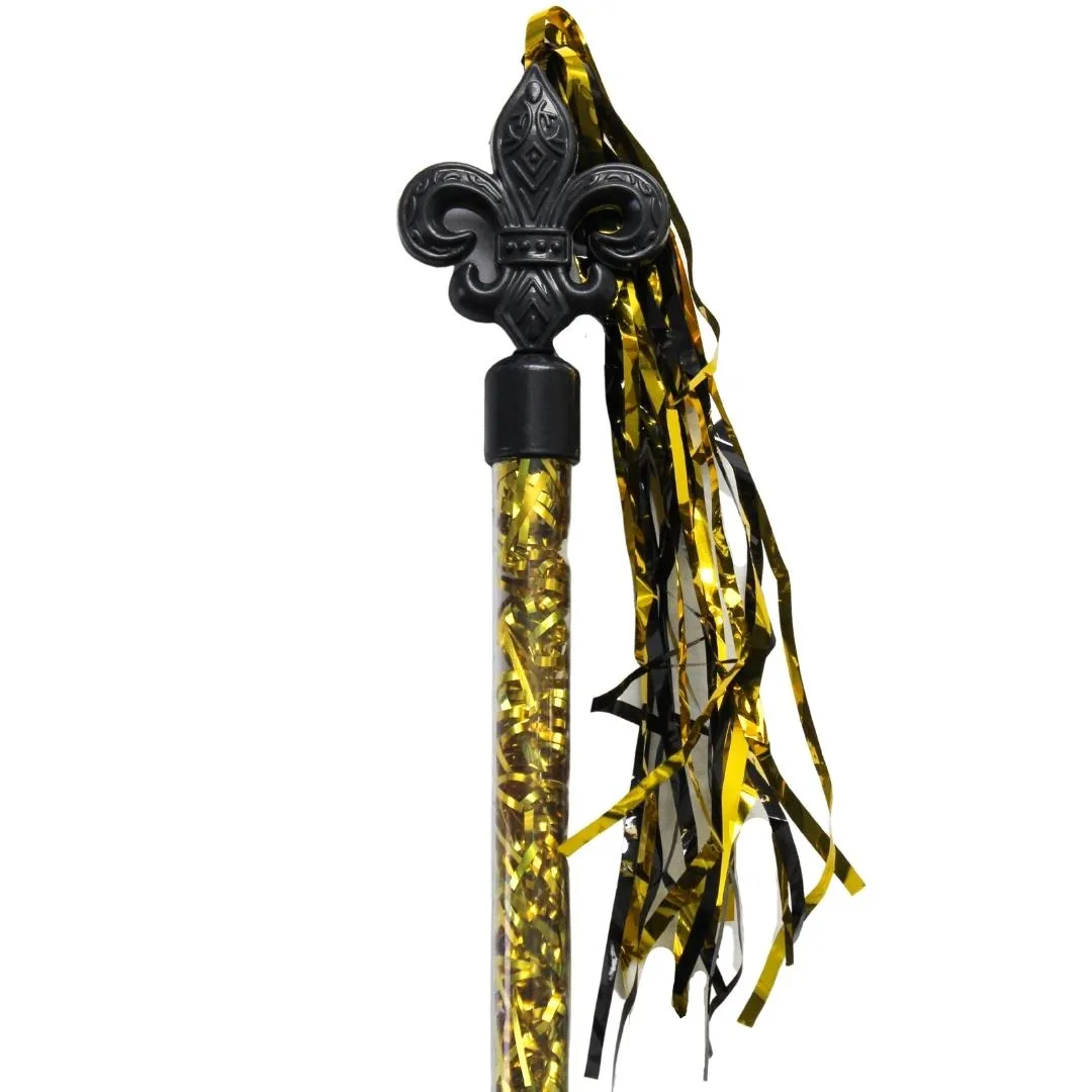 19.5" Fleur De Lis Black and Gold Baton (Pack of 6)