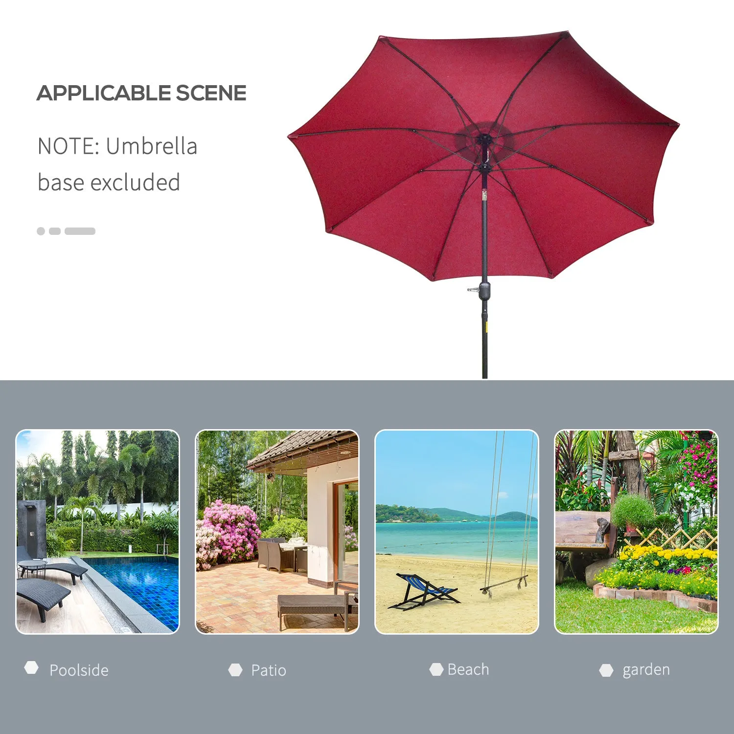 Φ2.6M Umbrella Parasol-Red