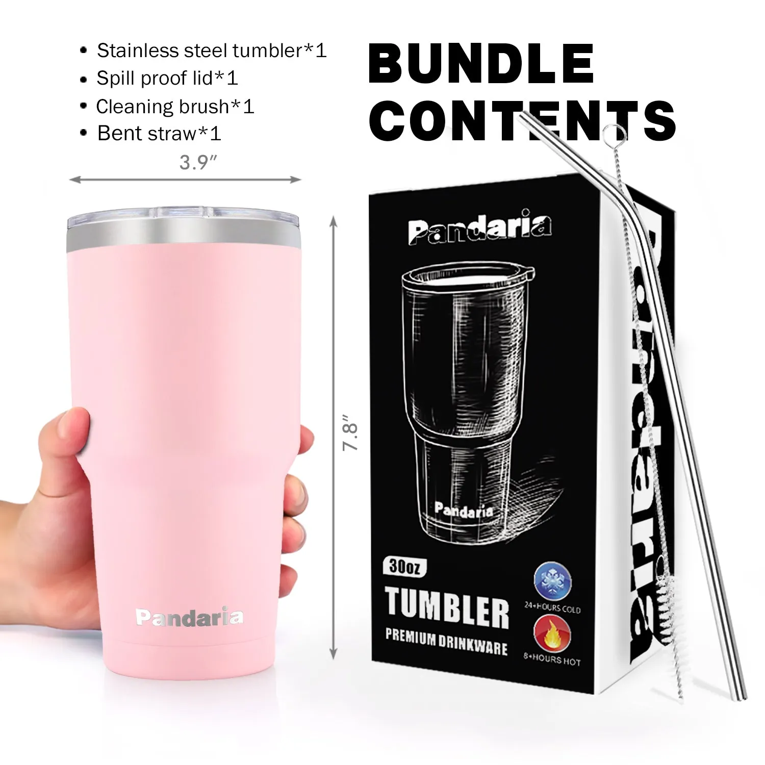 30oz Vacuum Insulated Tumbler Thermal Coffee Cup Large Travel Mug with Lid&Straw, First Love