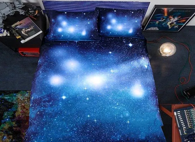 3D Gradient Starry Galaxy Printed Cotton Luxury 4-Piece Bedding Sets/Duvet Covers