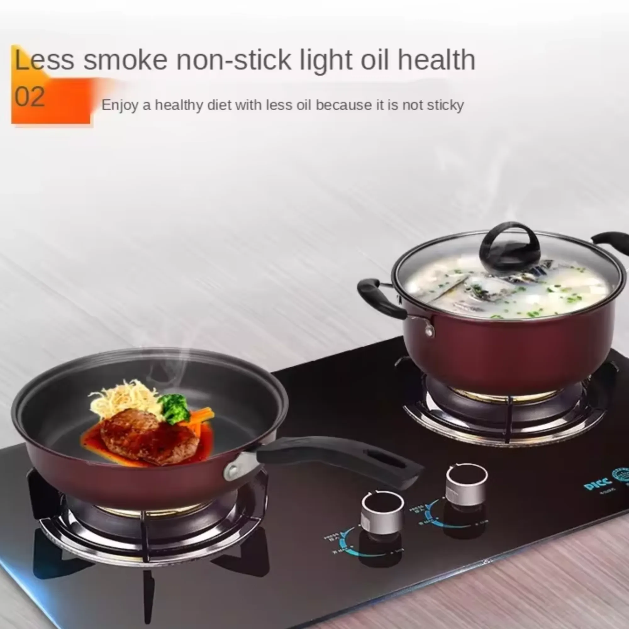 3Pcs Non-Stick Frying Pan, Cooking Pot, And Pan Saucepan With Glass Lid 021