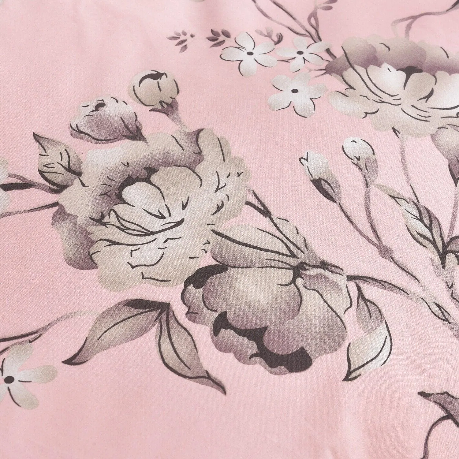 4 Piece Soft Floral Bedding-Blush Blossom Duvet Cover Set