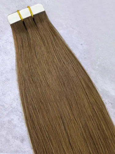 #6 Milk Chocolate Brown｜Luxury Russian Remy Human Hair, Double Drawn, Tape Extensions