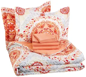 7-Piece Bed-In-A-Bag - Full/Queen, Coral Medallion