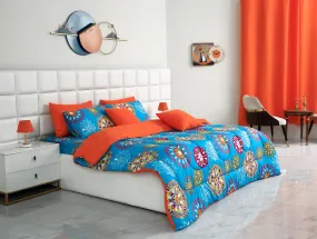 8 PCs Winter Comforter Set-15000Turquoise Flower