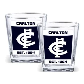 AFL Spirit Glass Set - Carlton Blues - 250ml Cup - Set Of Two