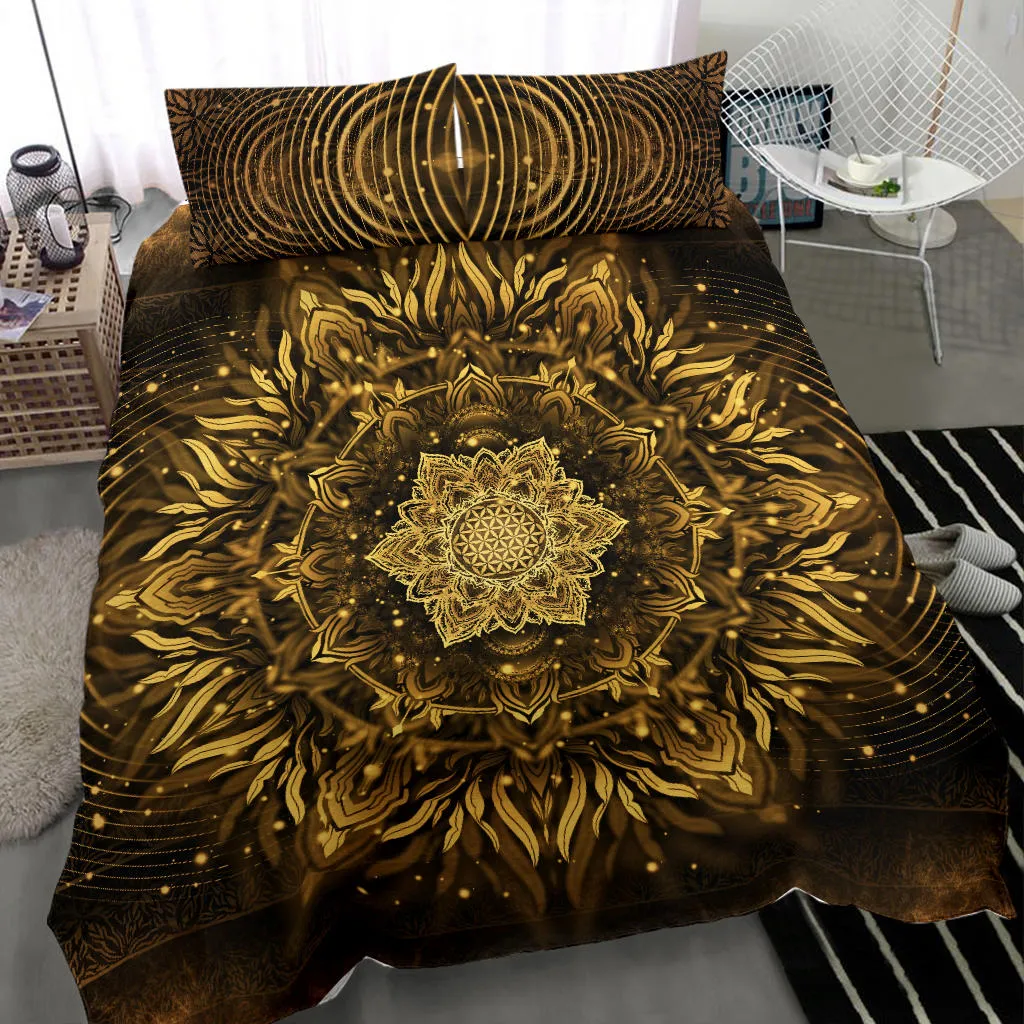 Aligned Flower - Golden | Bedding Set | Yantrart Design