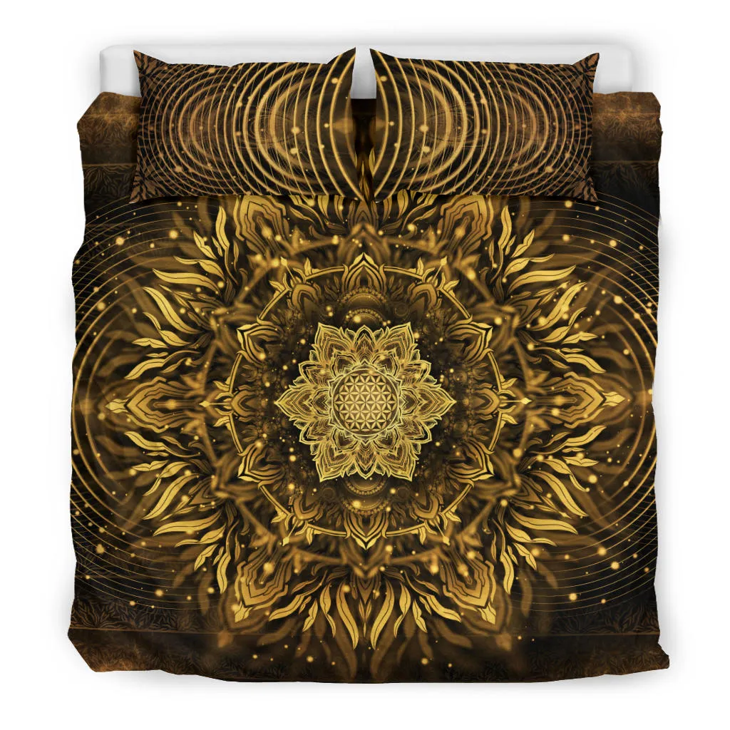 Aligned Flower - Golden | Bedding Set | Yantrart Design