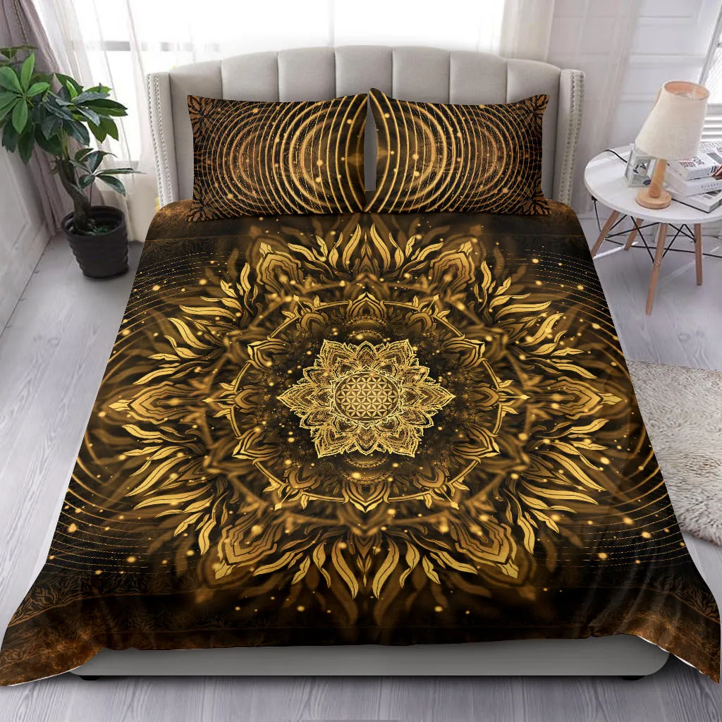 Aligned Flower - Golden | Bedding Set | Yantrart Design