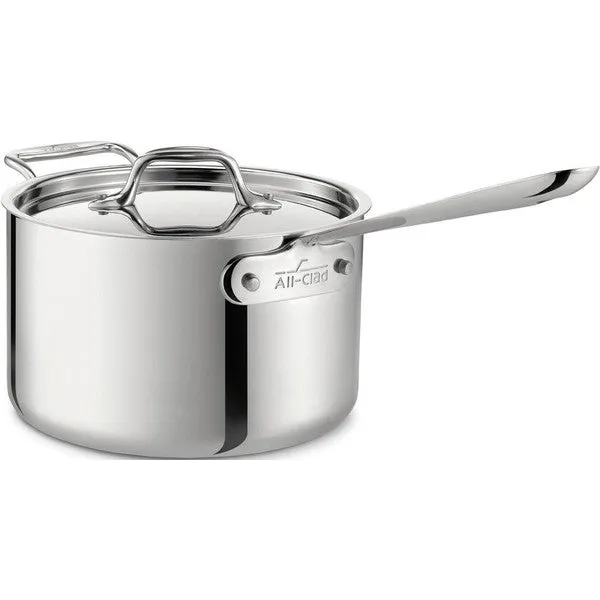 All-Clad 4Qt D3 Stainless Steel Saucepan with Lid