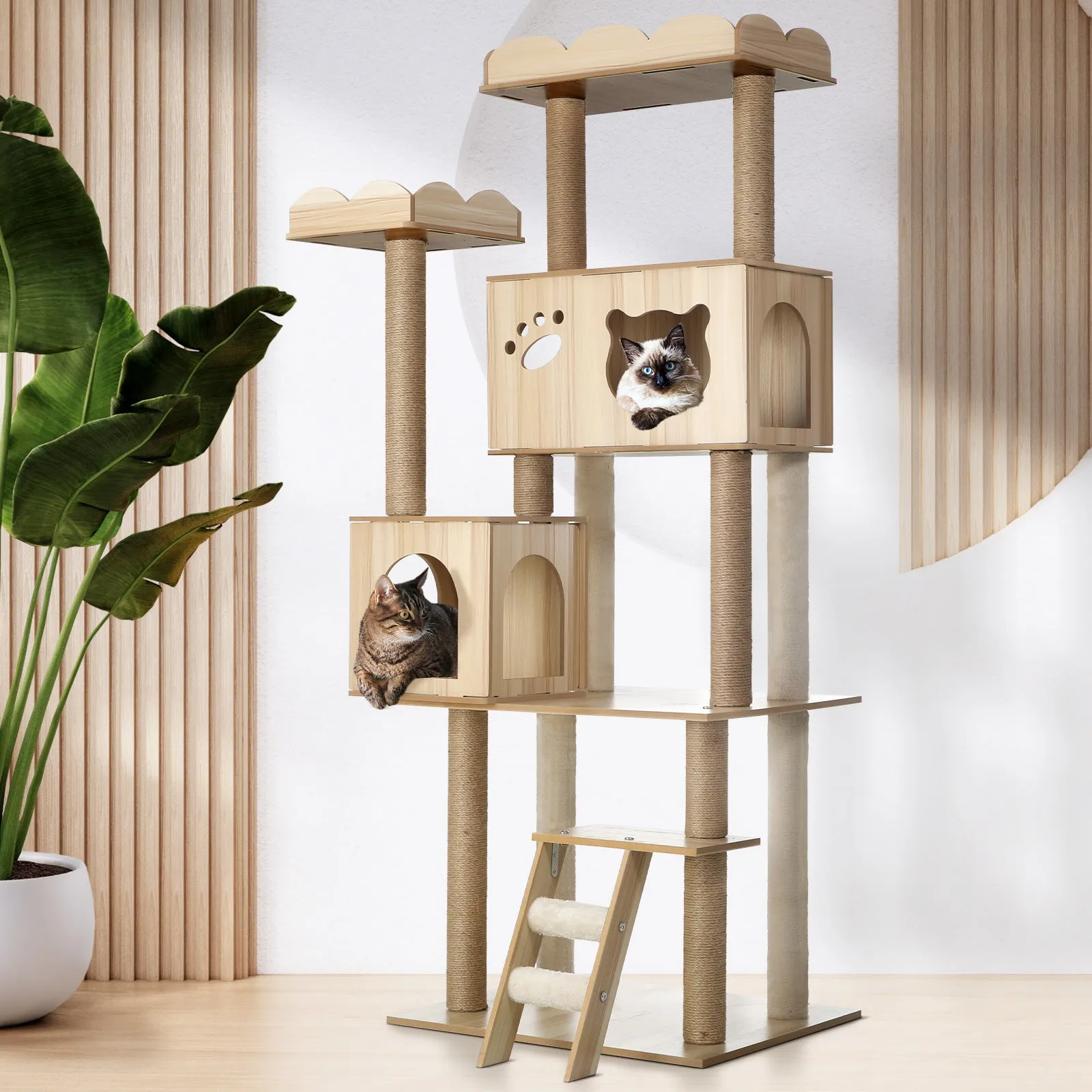 Alopet Cat Tree Tower Scratching Post House Bed Wood Scratcher Condo 161cm