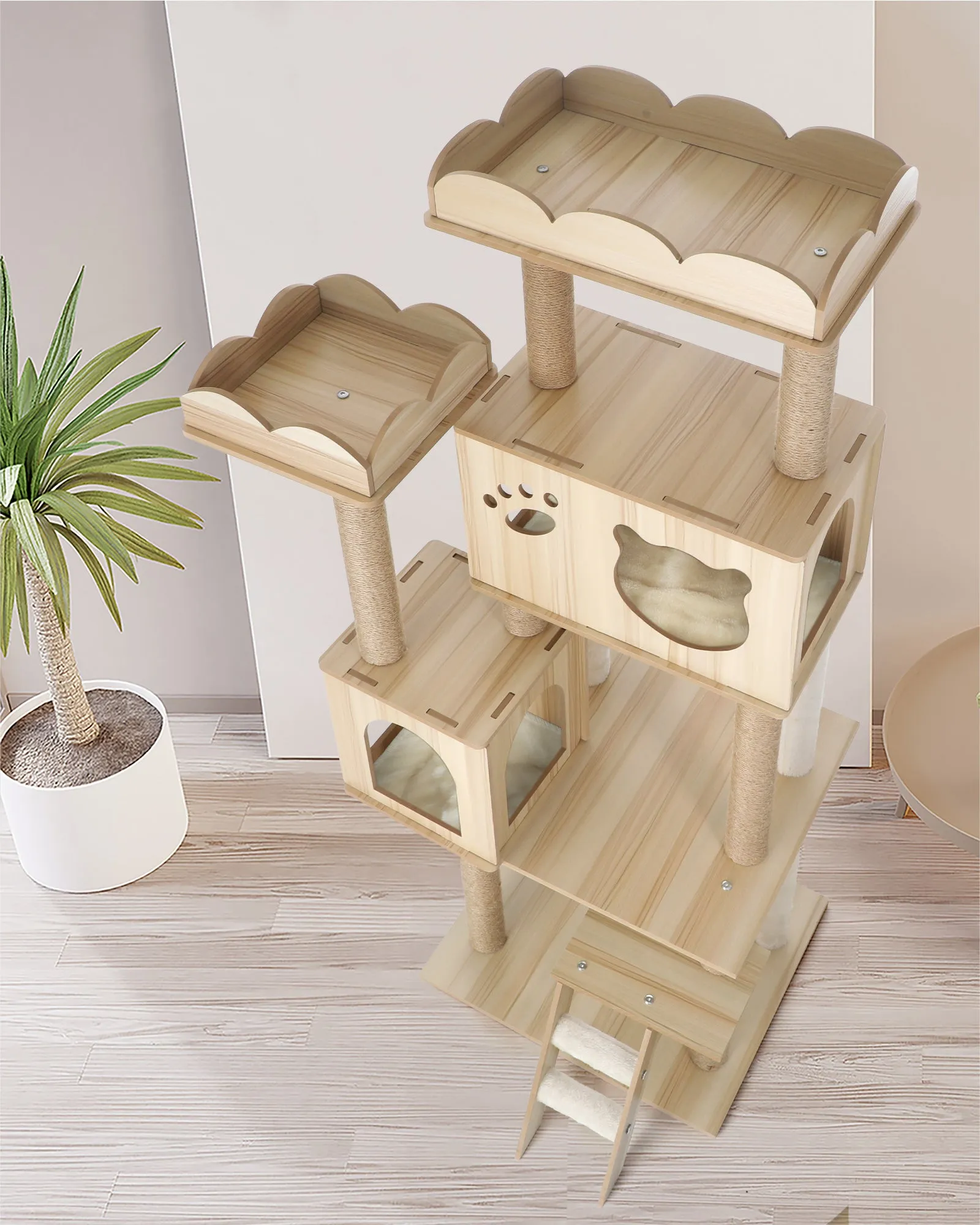 Alopet Cat Tree Tower Scratching Post House Bed Wood Scratcher Condo 161cm