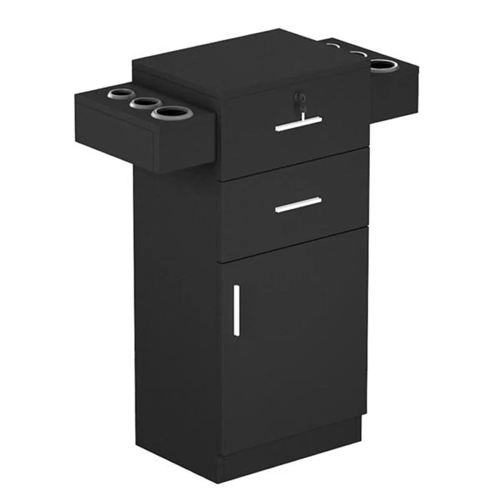 AMYOVE Salon Locker Cabinet Storage Cart Hair Dryer Rack Drawer Black