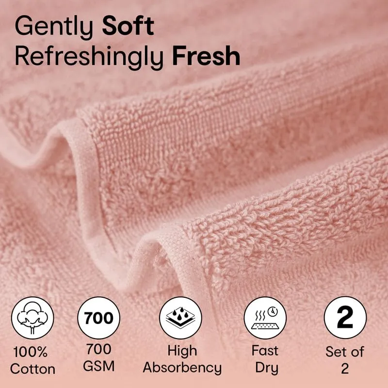 Anko Australia 100% Cotton 700 GSM Large Ribbed Bath Towel | Set of 2 | Super-Soft, Absorbent, Quick-Drying | Rust & Pink Towel for Men, Women & Kids | 135x68 cm |Travel, Gym, Spa Towel