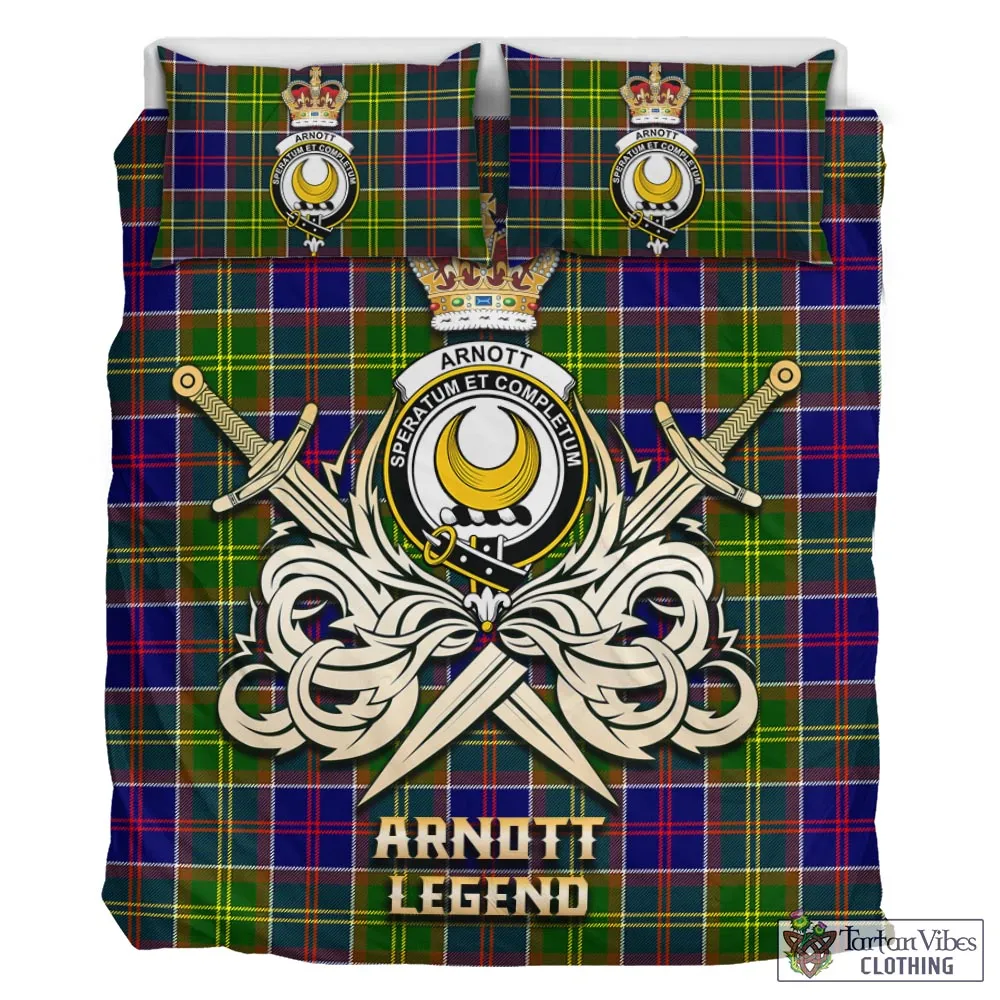 Arnott Tartan Bedding Set with Clan Crest and the Golden Sword of Courageous Legacy