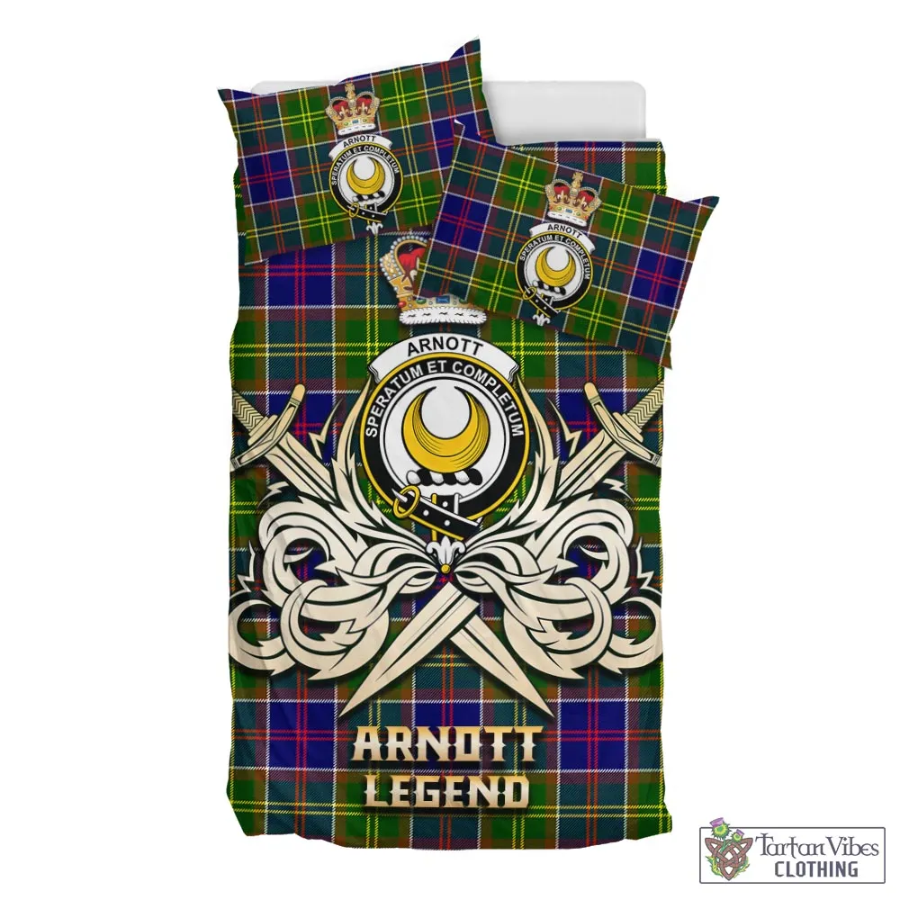 Arnott Tartan Bedding Set with Clan Crest and the Golden Sword of Courageous Legacy