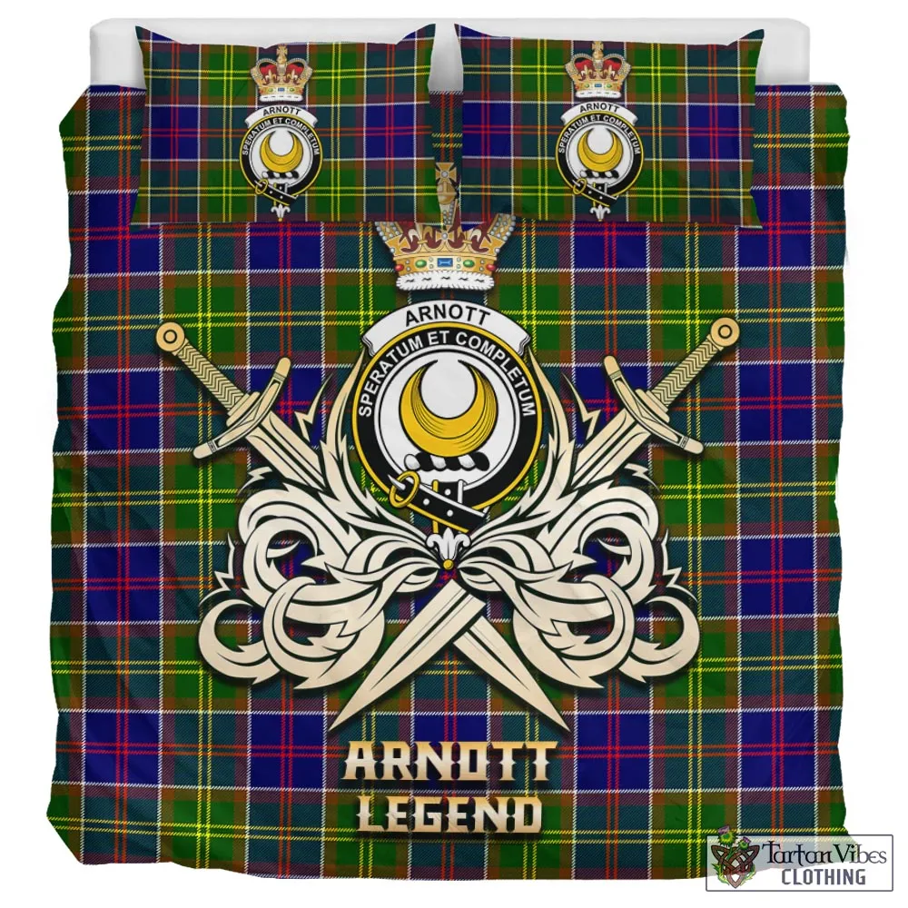 Arnott Tartan Bedding Set with Clan Crest and the Golden Sword of Courageous Legacy