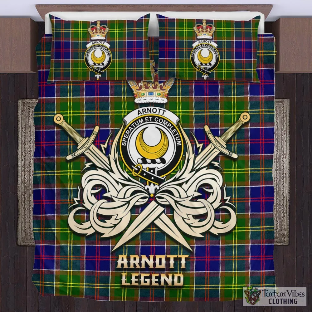 Arnott Tartan Bedding Set with Clan Crest and the Golden Sword of Courageous Legacy