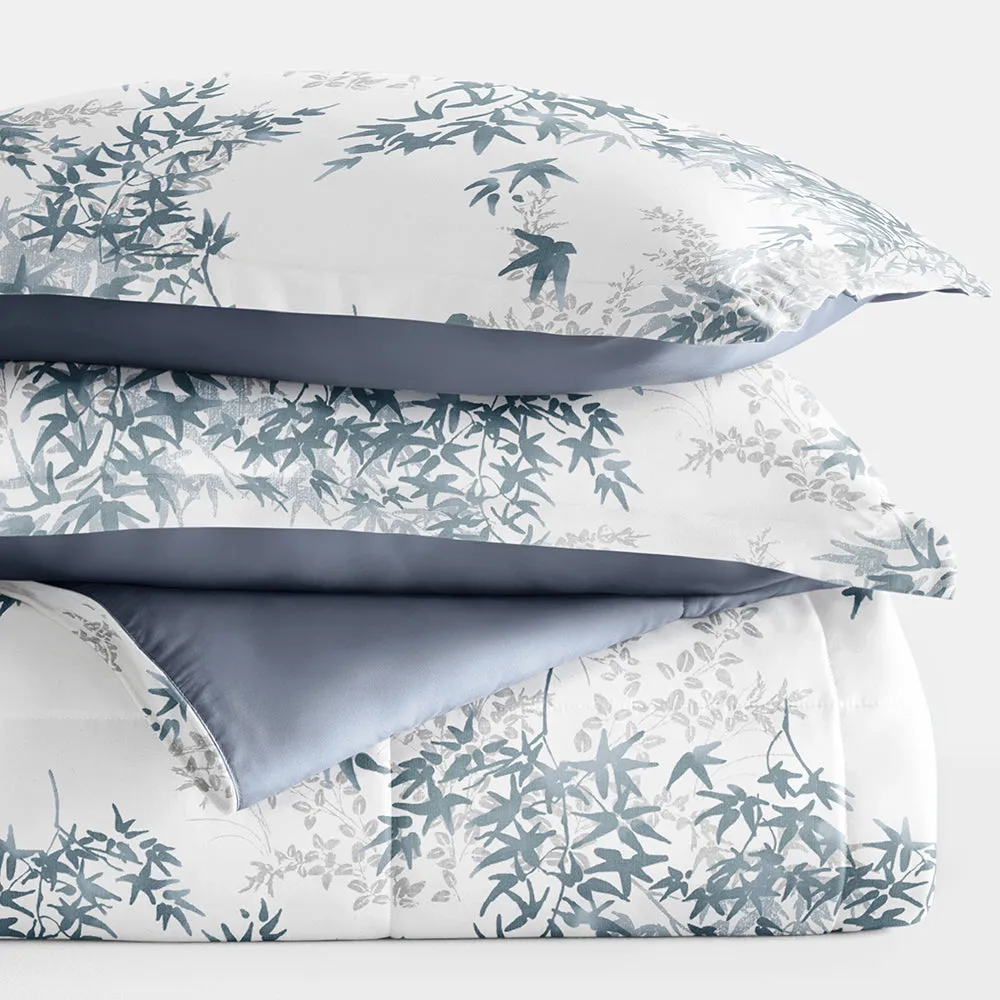 Bamboo Leaves Reversible Down-Alternative Comforter Set