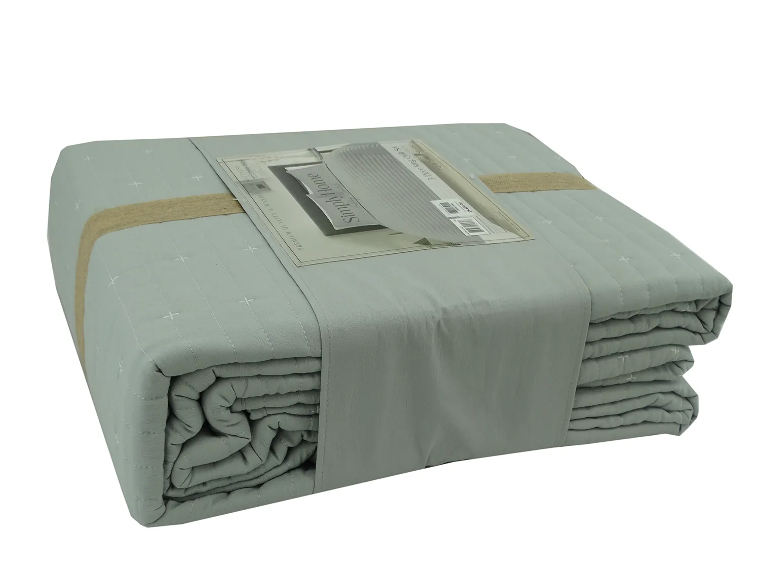 BCSFQ44240, Simply Home - 3Pc Full/Queen Quilt Set Lt Grey/Ivory