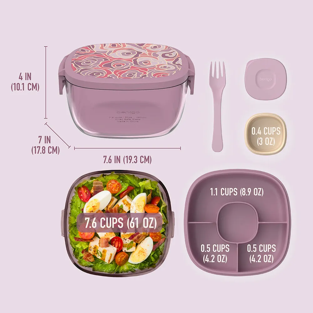 Bentgo Glass Prints All-in-One Salad Container