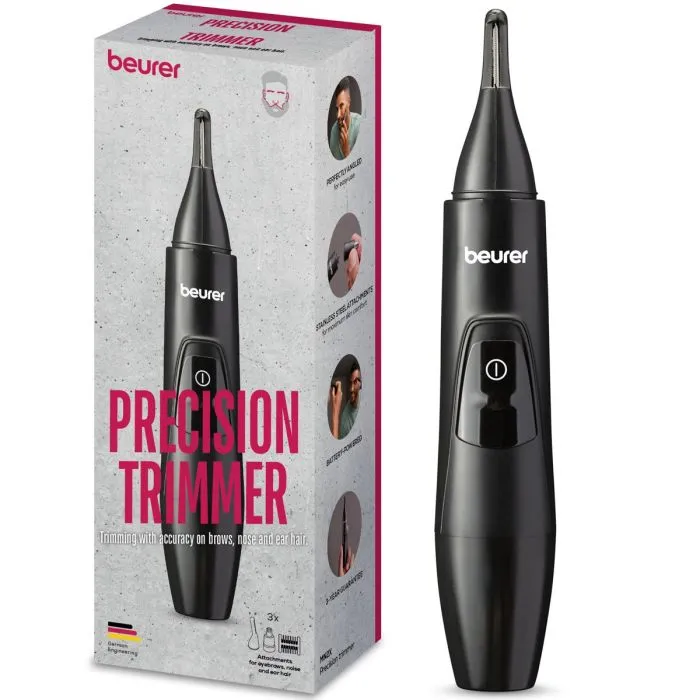 Beurer Precision Trimmer Black Incl. 3 Attachments For Trimming And Shaping Eyebrows Nose A