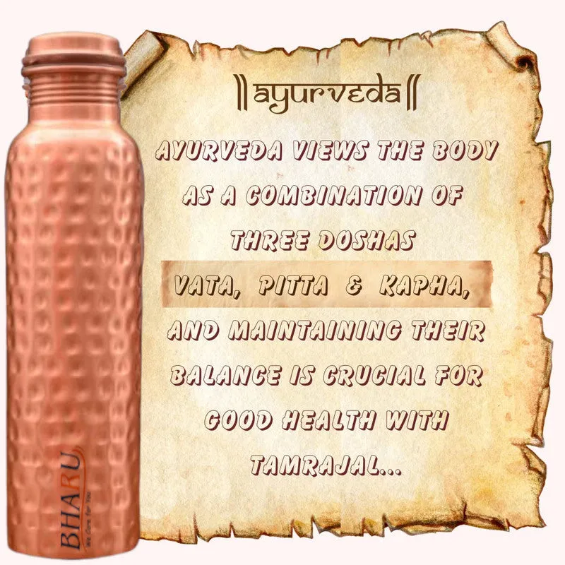 Bharu Hammered Copper Bottle 750 ml - Pack of 2