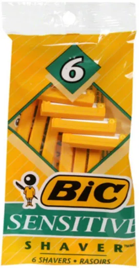 BIC - Single Blade Sensitive Disposable Shaver - 6 Shavers