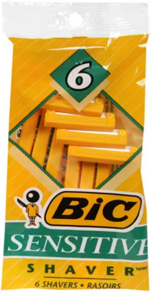 BIC - Single Blade Sensitive Disposable Shaver - 6 Shavers