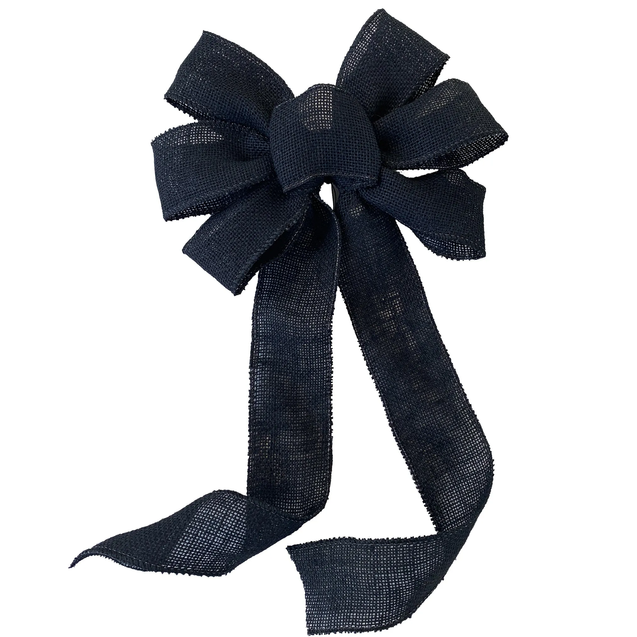 Black Burlap Wreath Bow - 10" Wide, 18" Long Tails