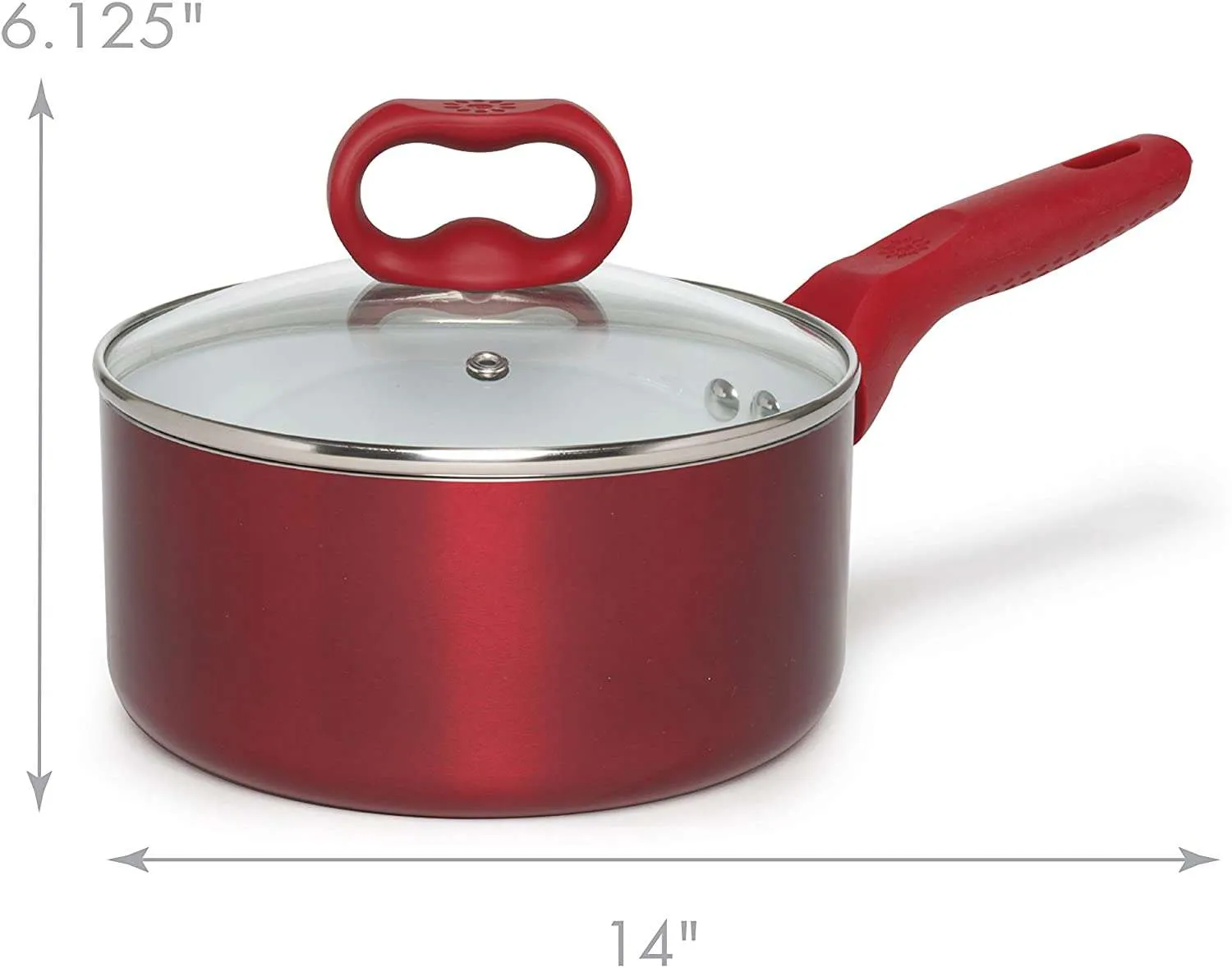 Bliss Saucepan, 2 Quart, Candy Apple Red/White - Ecolution