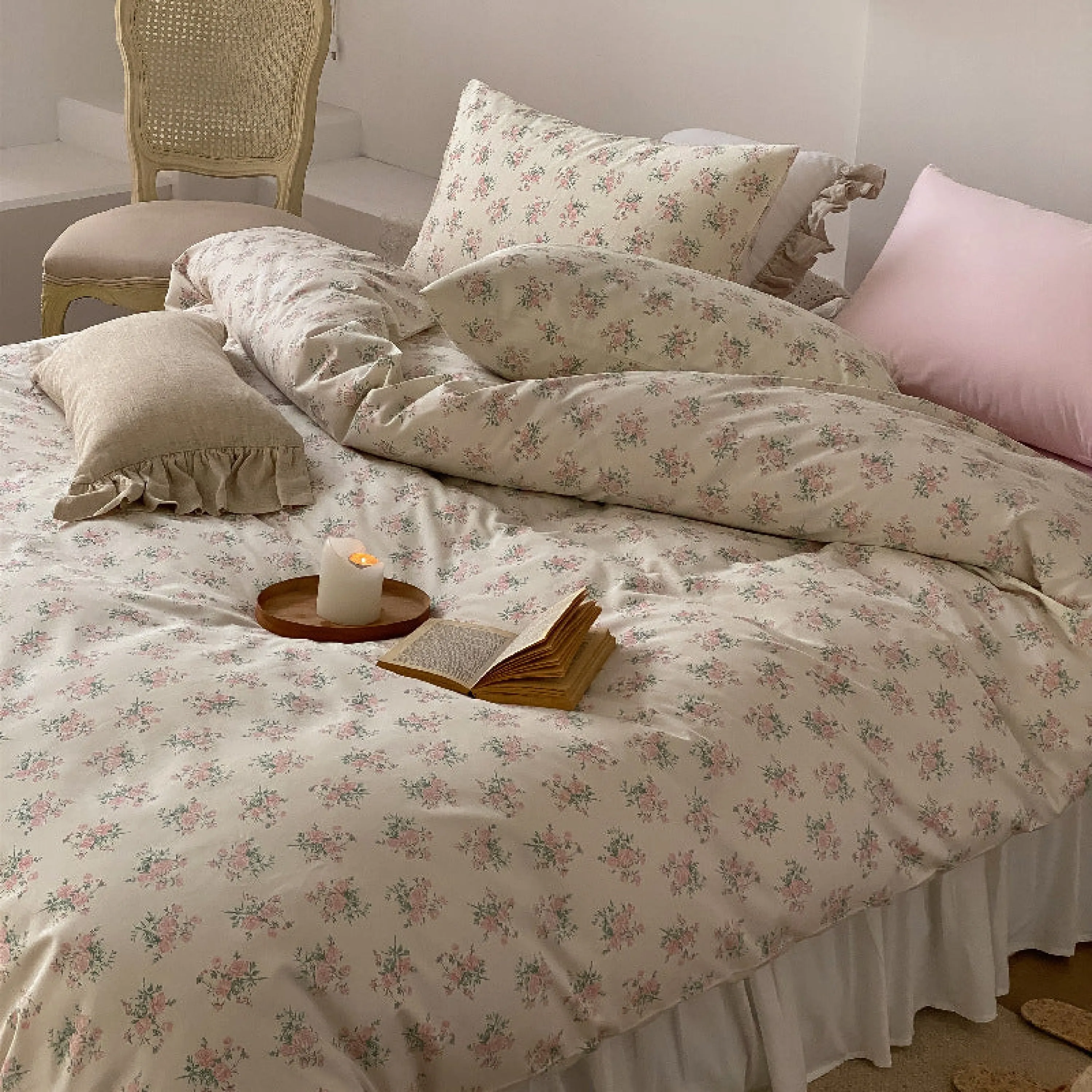 Blossom Floral Bedding Set / Cream Pink