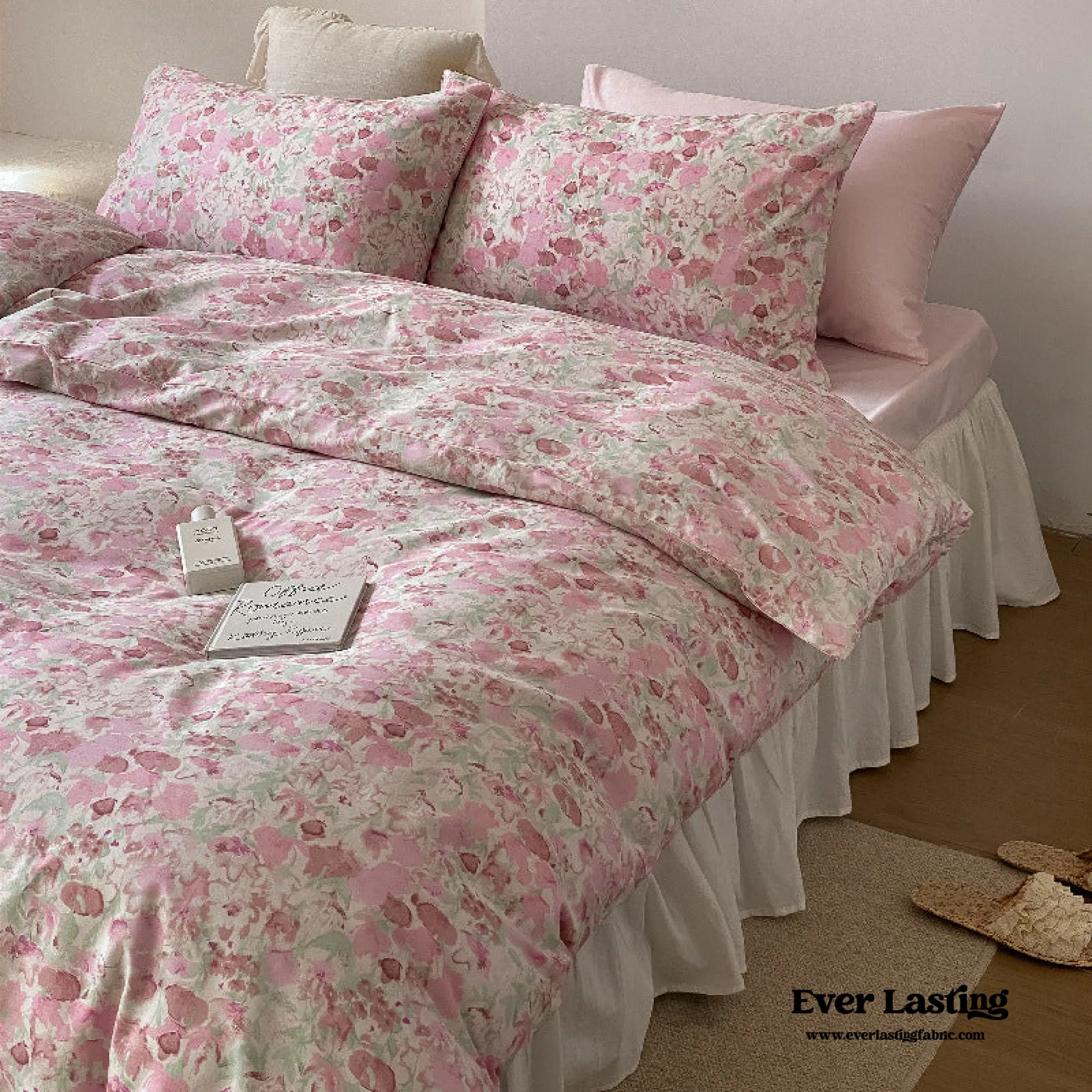 Blossom Floral Bedding Set / Cream Pink