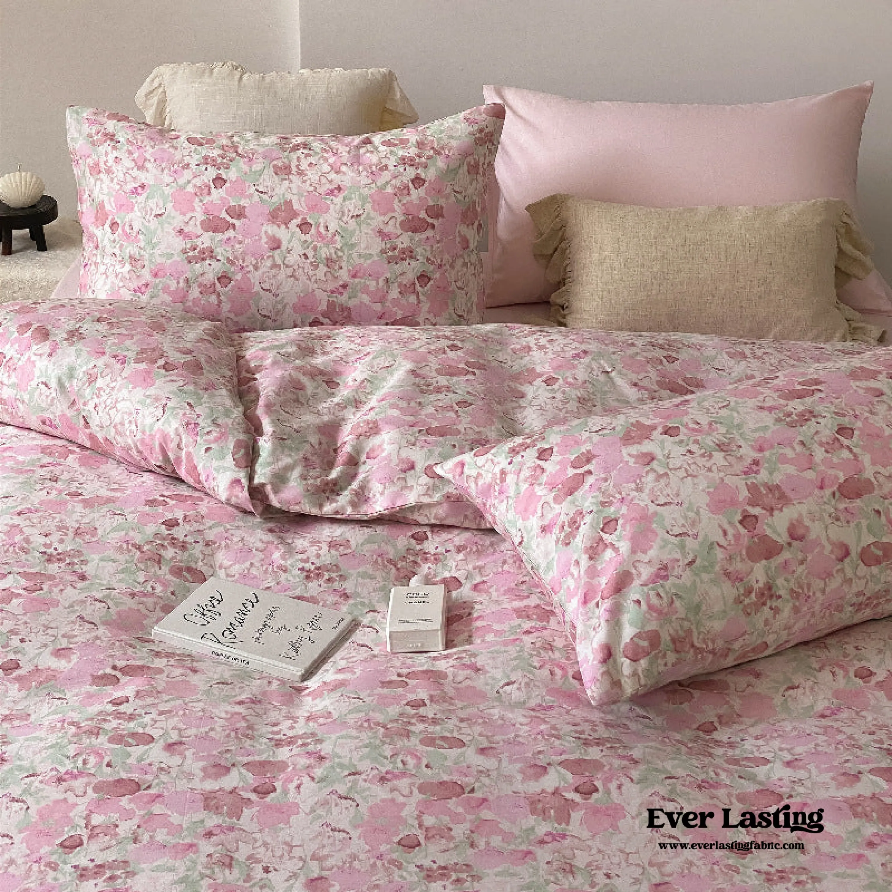 Blossom Floral Bedding Set / Cream Pink