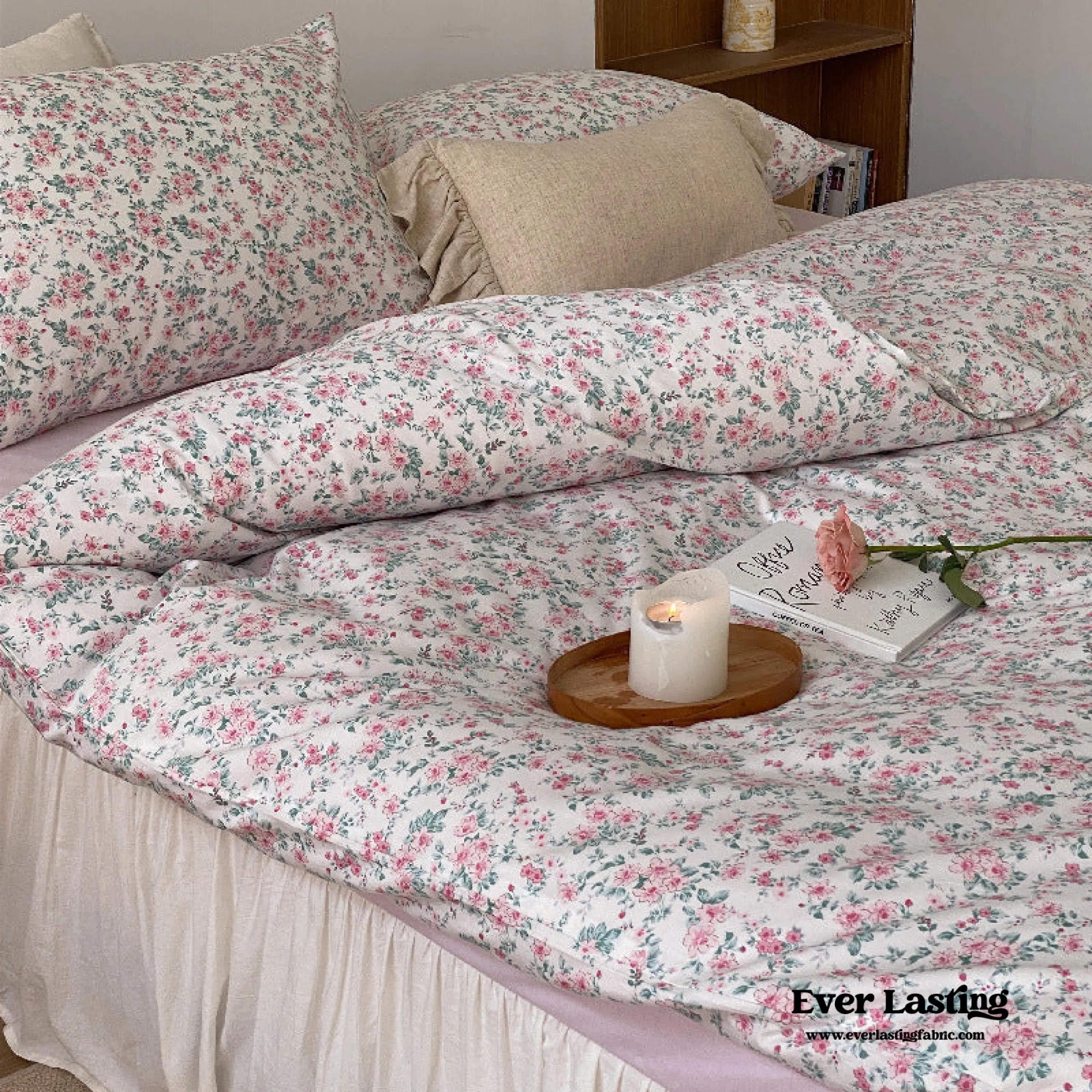 Blossom Floral Bedding Set / Cream Pink