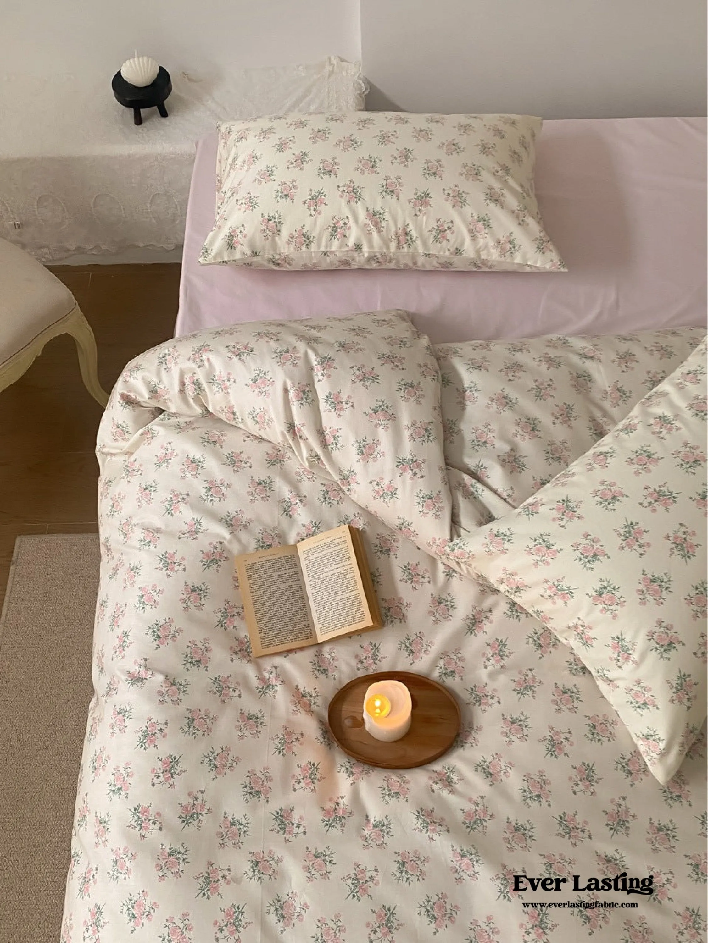 Blossom Floral Bedding Set / Cream Pink