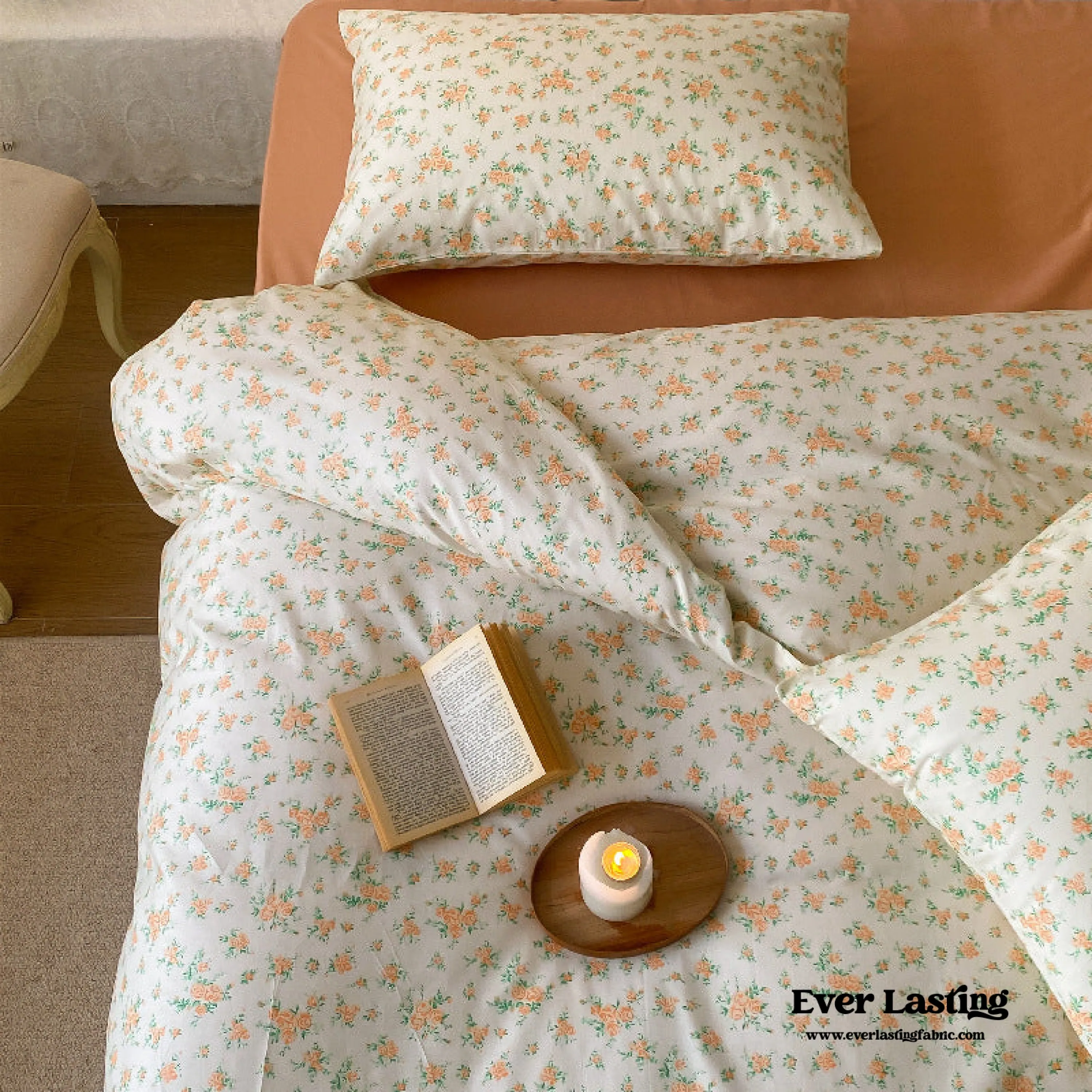 Blossom Floral Bedding Set / Cream Pink