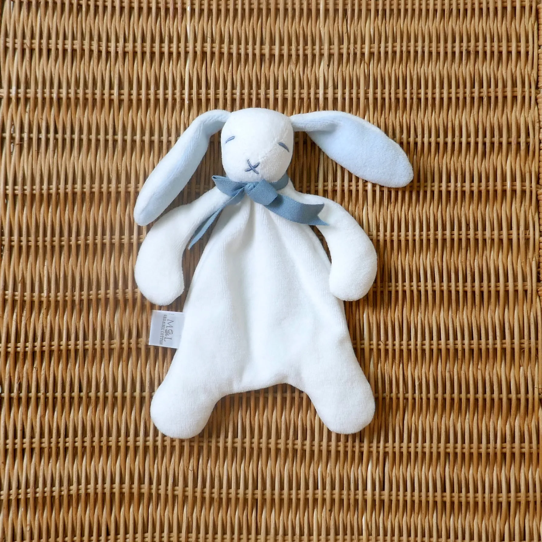 Blue Mini Bunny Comforter Toy - Organic Cotton - Baby Gift Unboxed - 20cm