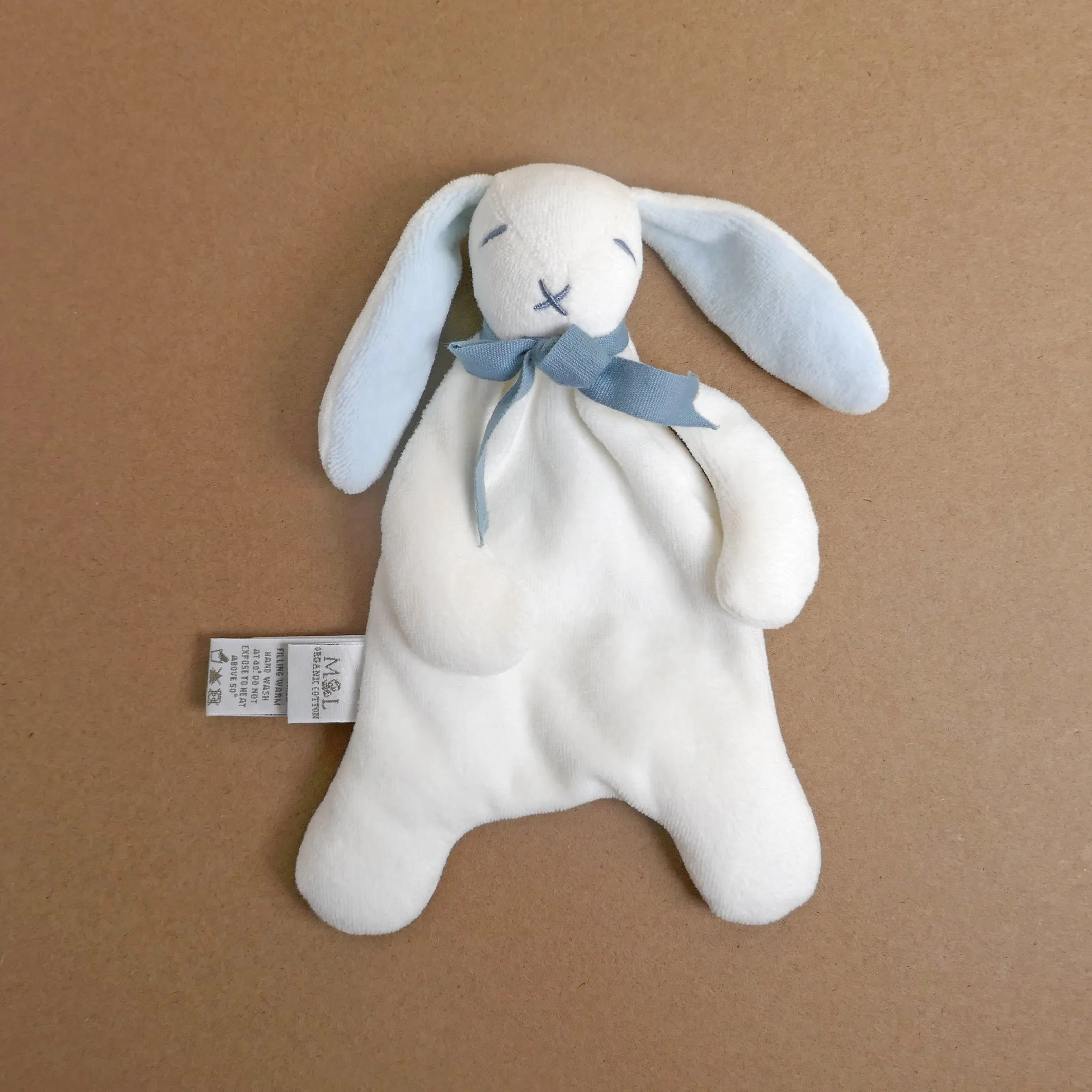 Blue Mini Bunny Comforter Toy - Organic Cotton - Baby Gift Unboxed - 20cm