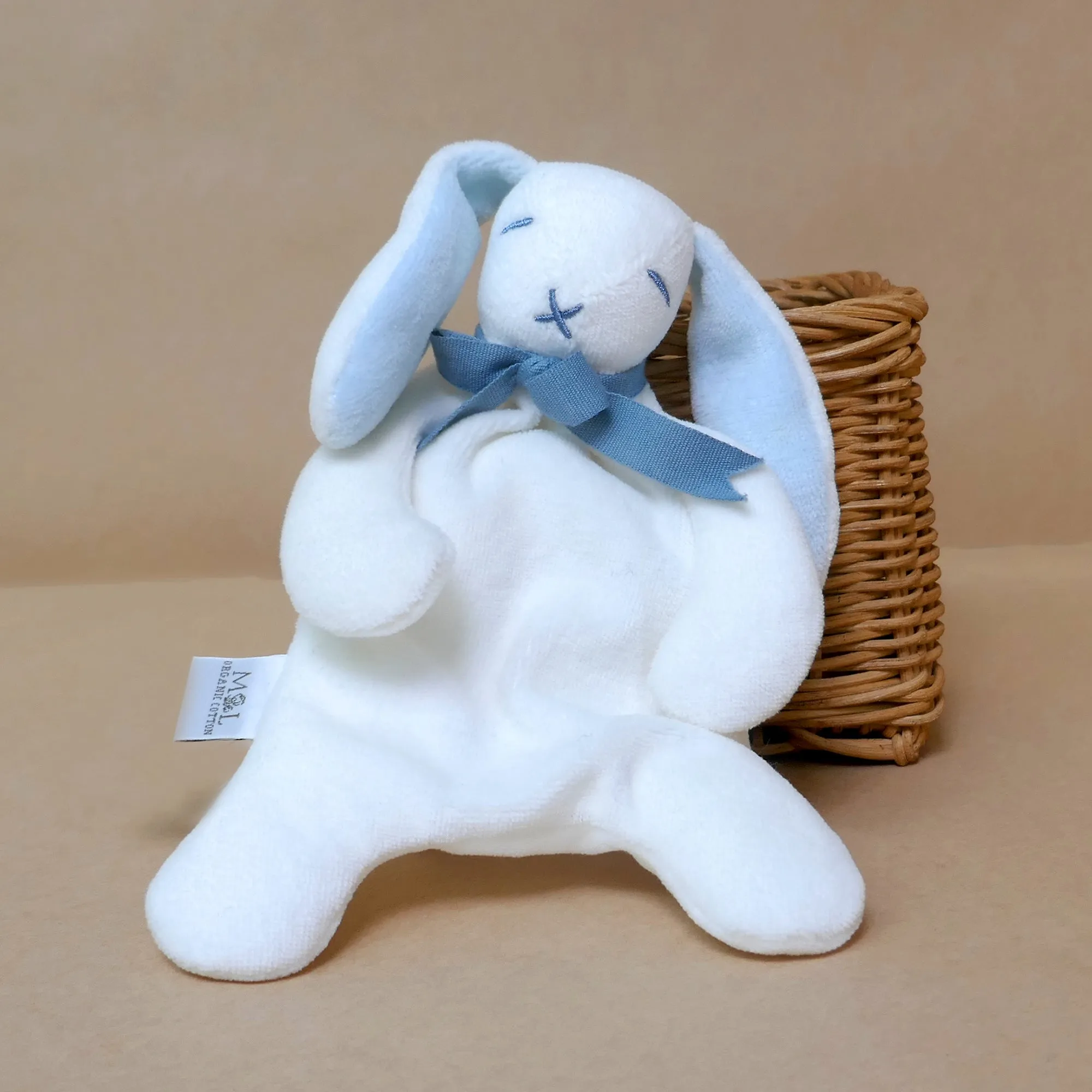 Blue Mini Bunny Comforter Toy - Organic Cotton - Baby Gift Unboxed - 20cm