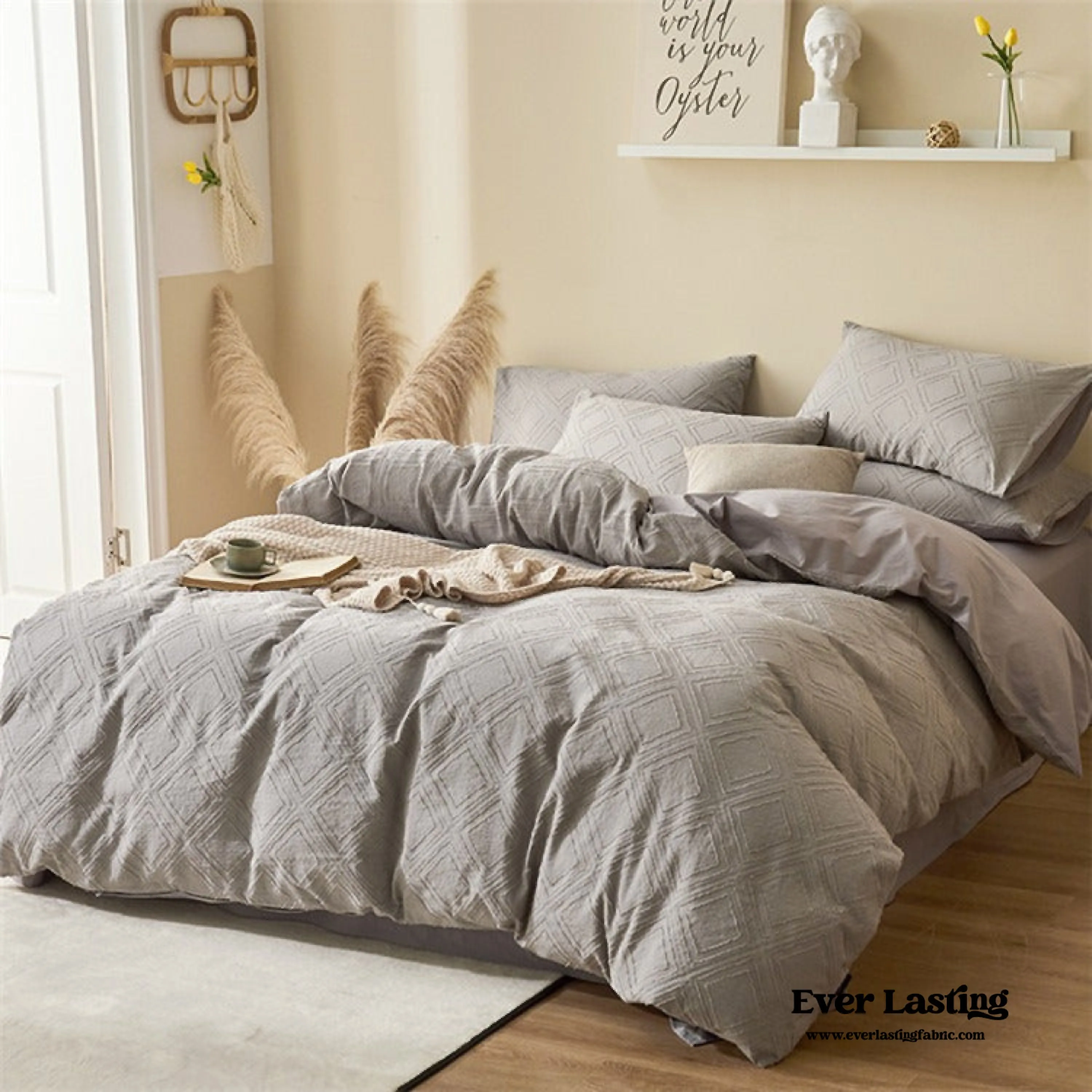 Boho Tufted Bedding Set / White