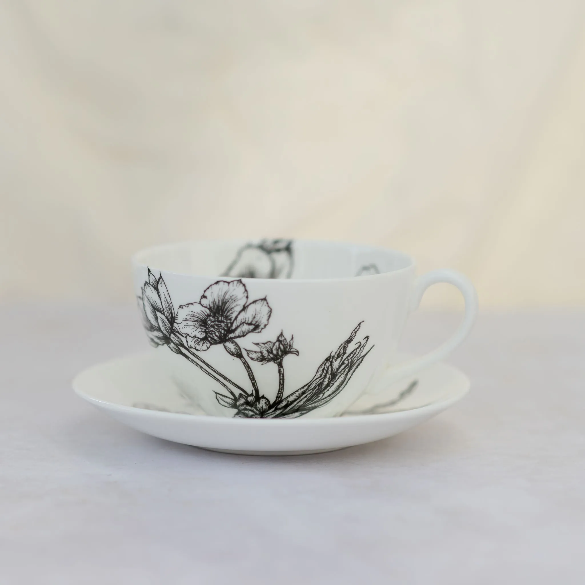 Botanical Fine Bone China Blossom Cappuccino Cup & Saucer