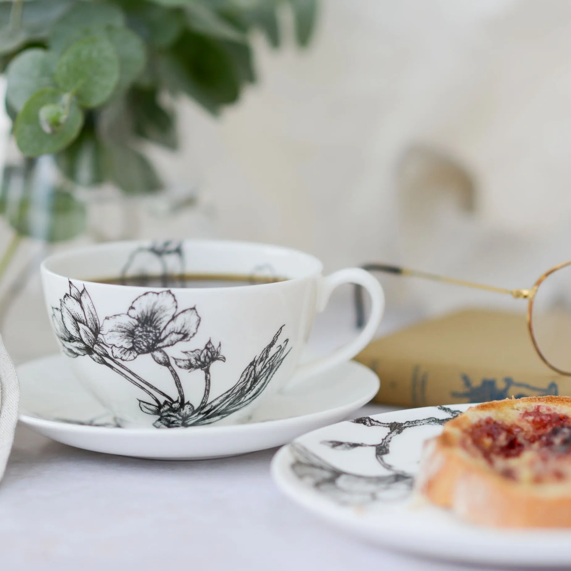 Botanical Fine Bone China Blossom Cappuccino Cup & Saucer