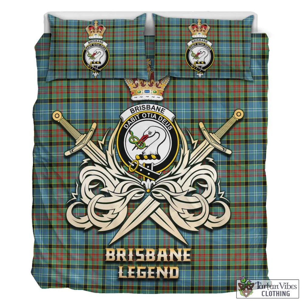 Brisbane Tartan Bedding Set with Clan Crest and the Golden Sword of Courageous Legacy